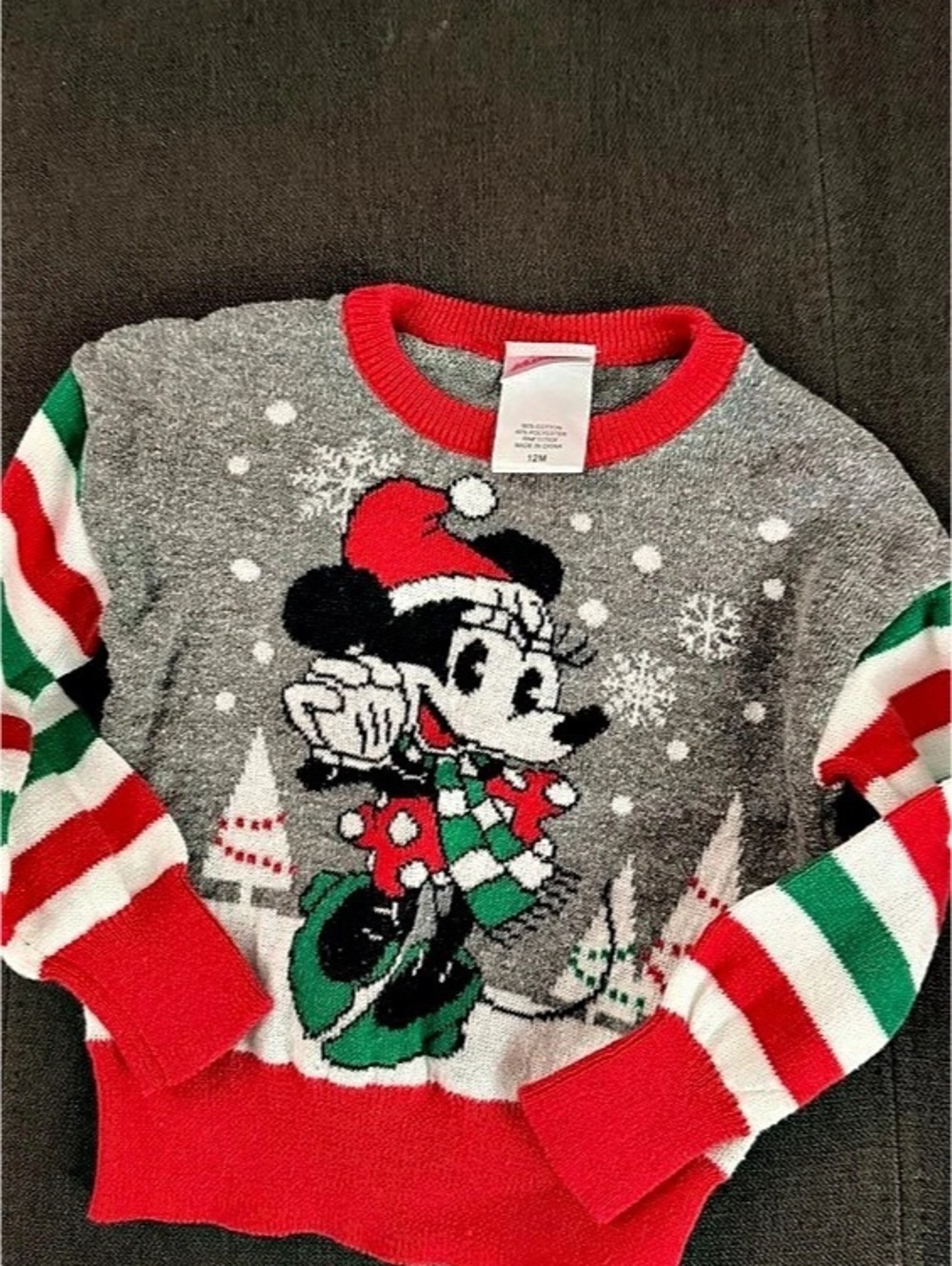 Jumping Beans Baby 12M Mickey Mouse Sweater Gray & Red